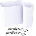 JS Jackson Supplies White Lint Bin with Magnetic Back (Set of 2), Large and Small Space Saving Trash Bins and Organizers for Laundry Room and Kitchen, Wall Mountable