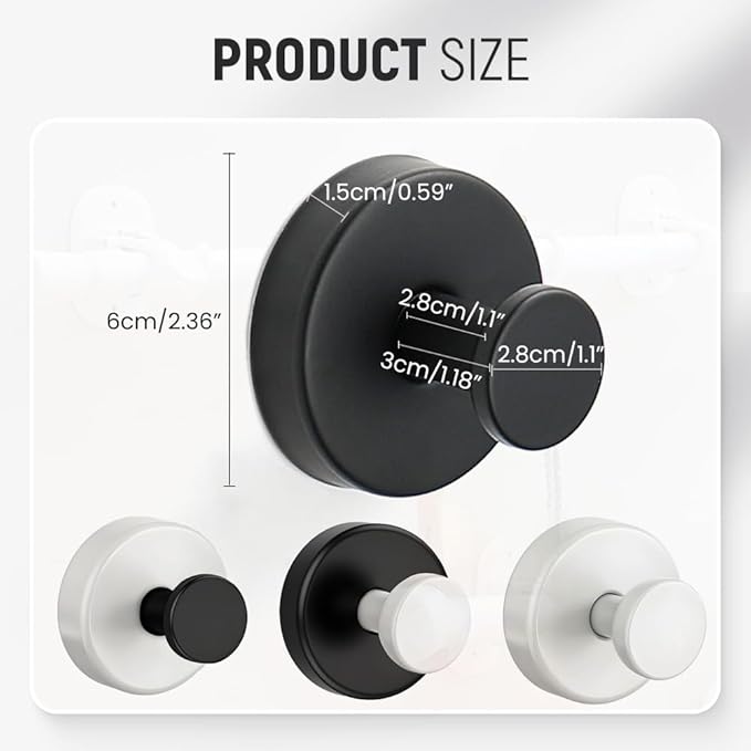 Suction Cup Hooks for Wreaths, 2025 New No Drill Suction Cup Hooks on Glass, Wreath Hanger for Front Door, Rustproof Hook Holder Towel Hook for Window Bathroom Mirrors Tile (2, White)