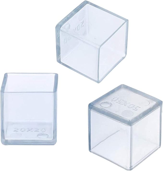 16 Pcs Transparent Square Anti-Slip Rubber Leg Tips Chair Leg Caps Furniture Floor Protectors Chair Table Bar Stool Leg Covers Furniture Leg Cube Feet 1.38 Inch x 1.38 Inch (35 x 35mm)