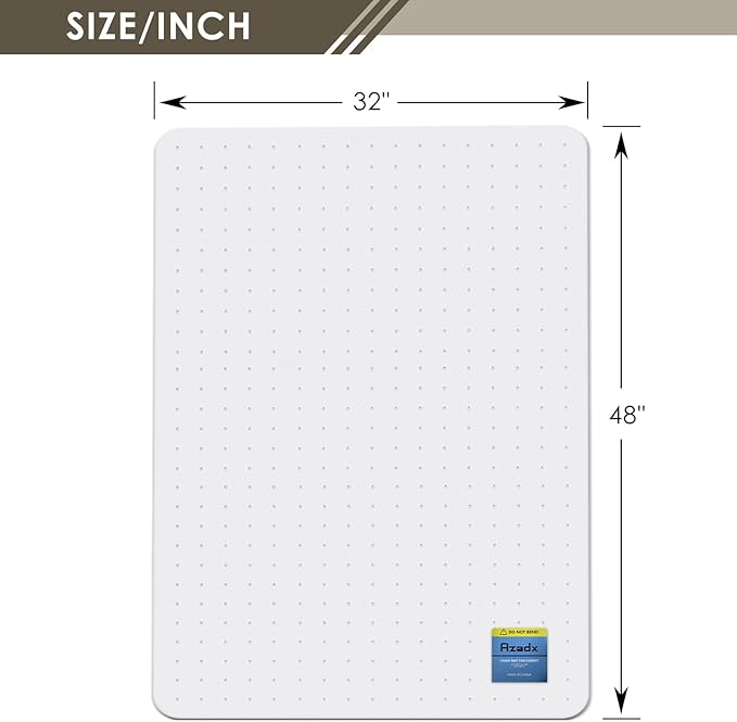 Azadx Heavy Duty Office Chair Mat for Carpet 32" x 48" Hard Material Chair Mat for Carpeted Floor Slip Resistant Carpet Protector for Home Office Easy Glide Desk Floor Mat for Office Chair on Carpets