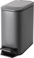 Cesun Small Bathroom Trash Can with Lid Soft Close, Step Pedal, 6 Liter / 1.6 Gallon Stainless Steel Garbage Can with Removable Inner Bucket, Anti-Fingerprint Finish (Gray)