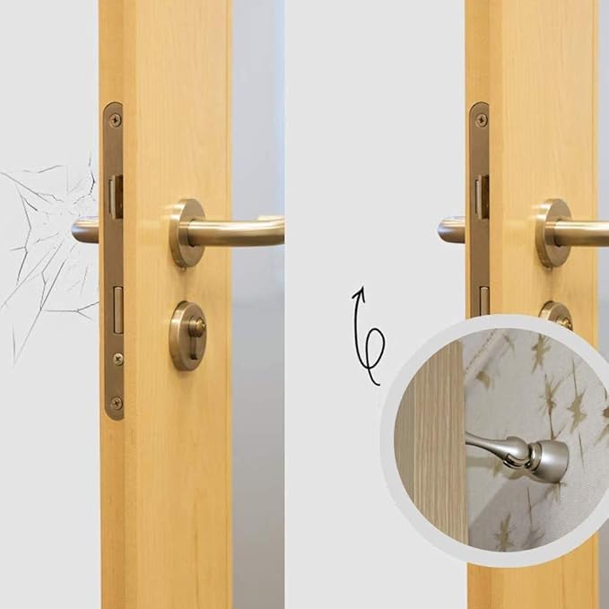 Magnetic Door Stop, Stainless Steel, Magnetic Door Catch, Door Holder, Door Stops, Wall Mounted, Floor Mounted, Door Banging Prevention (Small x 2pack, Satin Nickel)