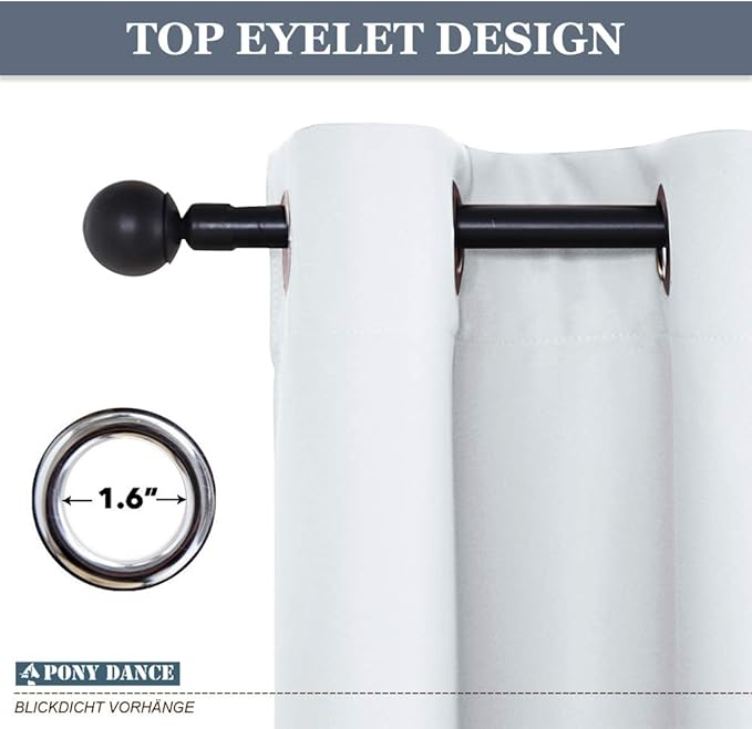 PONY DANCE Greyish White Room Darkening Kitchen Curtains 2 Panels Set,Thermal Insulated Small Window Treatment Heavy Duty Privacy Tiers for Laundry Bedroom Bathroom(2 Panels, W 34 x L 36 inches)