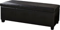 BELLEZE Storage Faux Leather Ottoman, 47 Inch Bench Bedroom Bench with Safety Close Hinge, Extra Long Ottoman with Storage for Living Room, Entryway, Hallway, Foot Rest, Support 300lbs - Black