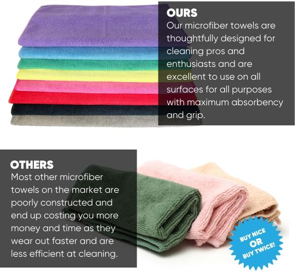 MW Pro Microfiber Cleaning Cloth | Orange | 12 Pack | 16” x 16” | All Purpose Microfiber Towels - Clean, Dust, Polish, Scrub, Absorbent