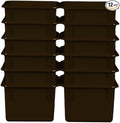 Wood Designs Cubby Storage Bin, Heavy Duty Plastic Containers for Kids Brown Cubby Tray Set of 12