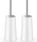 Toilet Brush and Holder, 2 Pack Toilet Brush with 304 Stainless Steel Long Handle, Toilet Bowl Brush for Bathroom Toilet-Ergonomic, Elegant,Durable (White)