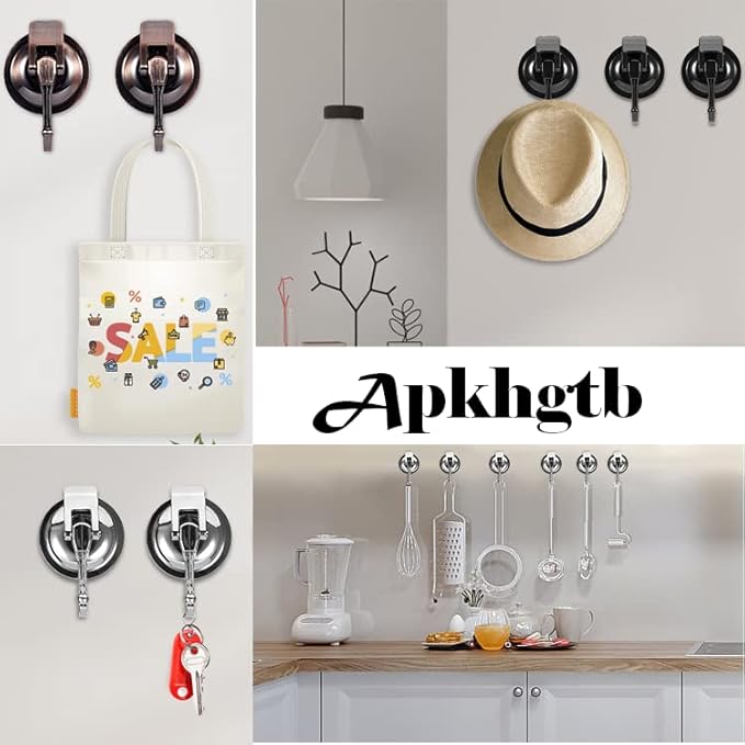 Suction Cup Hooks for Shower, Bathroom, Kitchen, Glass Door, Mirror, Tile – Loofah, Towel, Coat, Bath Robe Hook Holder for Hanging – Waterproof Wreath Hanger (Red Bronze 4Pack)