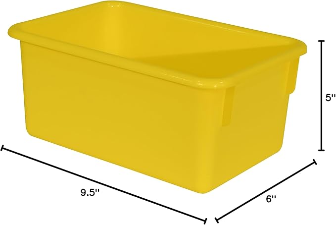 Wood Designs Cubby Storage Bin, Heavy Duty Plastic Containers for Kids Yellow Cubby Tray Set of 12