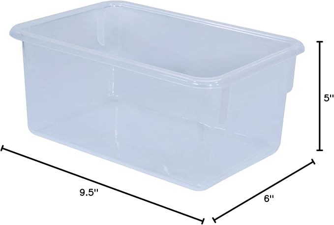 Wood Designs Cubby Storage Bin, Heavy Duty Plastic Containers for Kids Translucent Clear Cubby Tray Set of 25