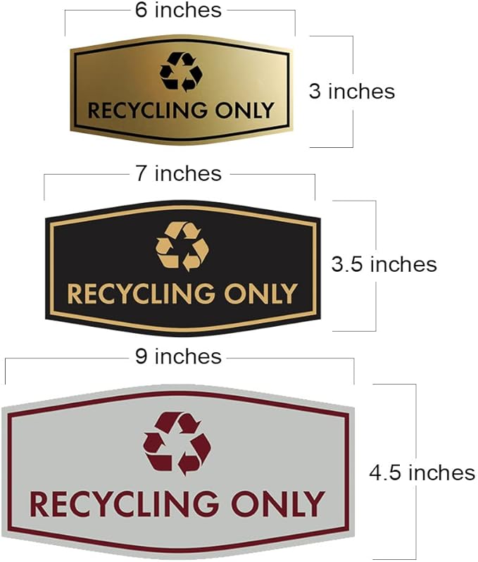 Fancy Recycling Only Sign (Black Gold) - Large