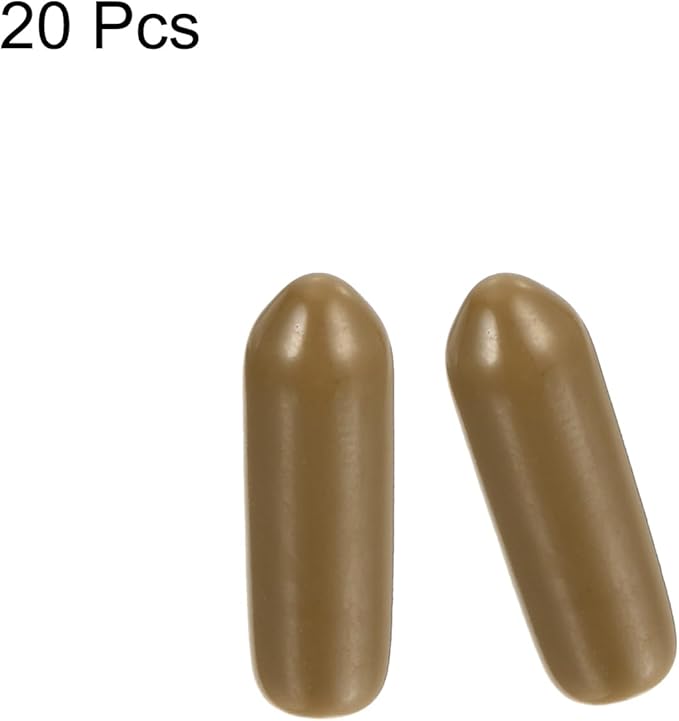 uxcell 20pcs Rubber End Caps 3.5mm(1/8") ID Vinyl PVC Round Tube Bolt Cap Cover Screw Thread Protectors Light Brown