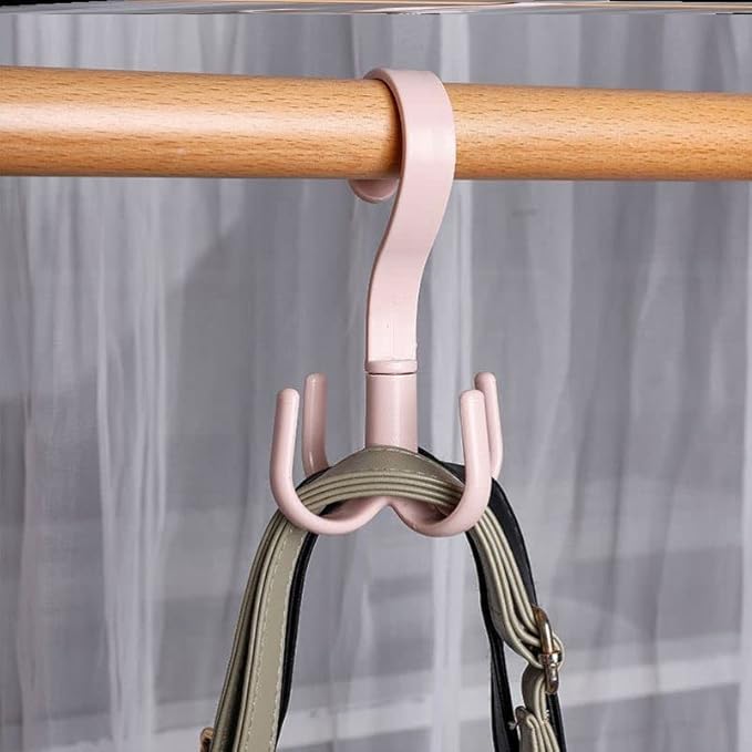 2Pcs Rotating Belt Hanger 360 Degrees Rotatable Organizer with 4 Hooks for Drying Towels Bras Clothes Gloves Plastic Laundry Sock Drying Hanger Nordic Green