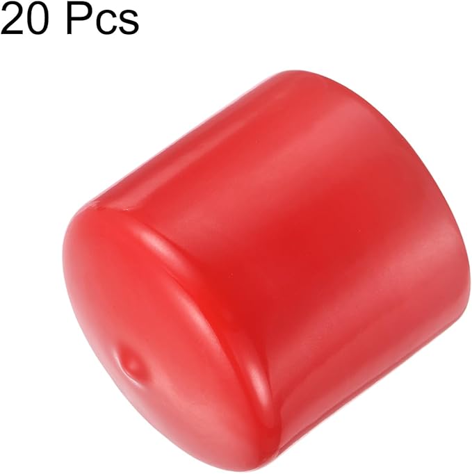 uxcell 20pcs Rubber End Caps 49mm ID Vinyl Round Tube Bolt Cap Cover Thread Protectors Red