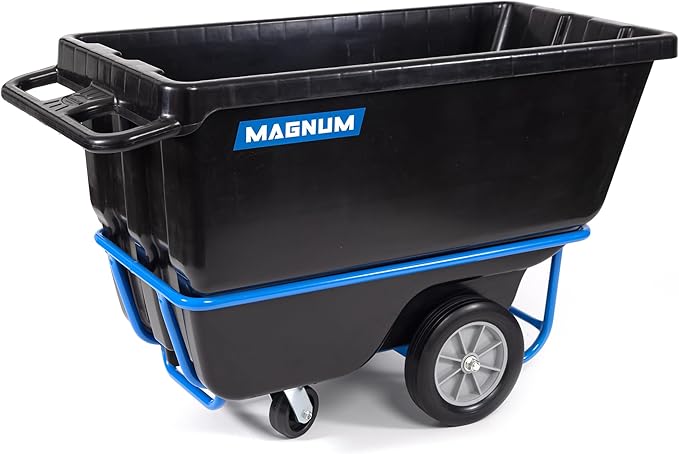 Tilt Truck, 1/2 Cu. Yd. Capacity Dump Cart with Heavy Duty 12” Wheels & 5” Casters & Forklift-able Frame for Jobsites, 850 lbs, Trash Cart with Wheels DUC12T-F-02PK (2-Pack)