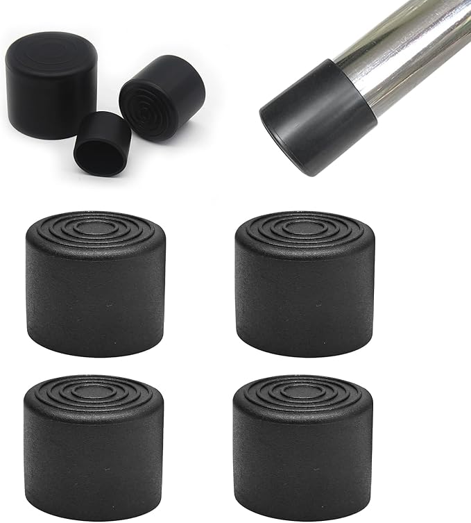 4 Pcs 1-1/2" Round Rubber Chair Leg Caps, PVC Table Leg Covers, Flexible & Anti-Slip Furniture Leg End Caps, Chair Leg Floor Protectors for Bar Stool Leg Patio Indoor, Black