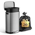 13 Gallon Trash Can with Lid, 50L Fingerprint Proof Stainless Steel Kitchen Trash Can with Removable Inner Bucket and Lid Soft Close, Pedal Rubbish Bin for Home Office（Silver）