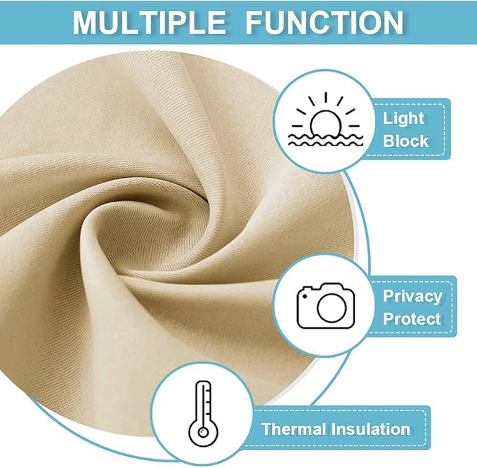RYB HOME Large Curtains for Living Room 84 inches Length, Blackout Privacy Room Divider Curtains for Doorway Closet Basement Patio Door Bay Window, W 70 x L 84, Biscotti Beige, 2 Pcs