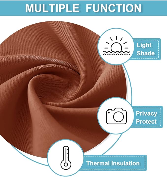 RYB HOME Orange Window Curtains 108 inches Length, Energy Efficient Rod Pocket Drapes Privacy Covers for Sliding Door Home Office, W52 x L108 inch, 2 Panels, Burnt Orange