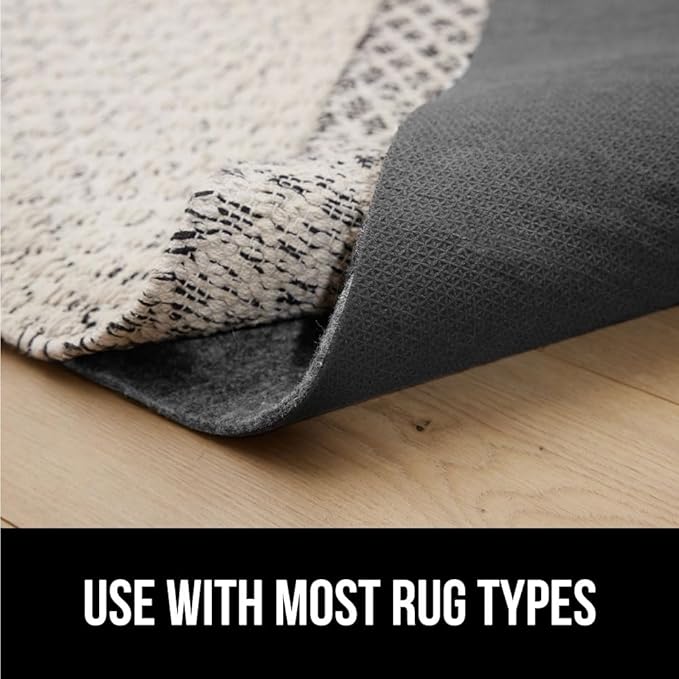 GORILLA GRIP Felt and Natural Rubber Stay in Place Slip Resistant Rug Pad, 1/8in Thick, 4x6 FT Protective Padding Under Area Rugs, Cushioned Gripper Pads, Carpet Runners, Hardwood Floors Protection