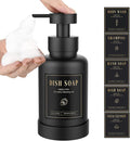 Luxspire Foaming Soap Dispenser, Glass Foam Pump Soap Dispenser, Non-Slip Hand Soap Dispenser with 5 Waterproof Labels, 15 Oz Refillable Liquid Soap Dispenser for Bathroom & Kitchen, Black, 1 Pack