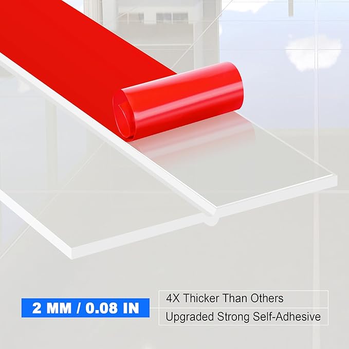 ToLanbbt Weather Stripping Silicone Door Seal Strip 1 in x 20 ft Door Draft Stopper Self Adhesive Door Draft Tape, Side & Bottom Gaps Insulation Strip for Glass Shower Door Sliding Door Window, Clear