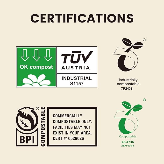 SUPERBIO 13 Gallon Handle Tie Compostable Food Waste Bags, 30 Count, 2 Pack, ASTM D6400, BPI and OK compost INDUSTRIAL, 49.2L, 0.87 Mil