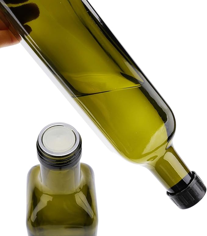 Kingrol 6 Pack 8 oz Glass Olive Oil Dispenser Bottles, Oil and Vinegar Cruets with Stainless Steel Pourer Spouts, Non-Drip Oil Bottles for Kitchen