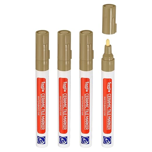 PATIKIL Grout Pen, 4 Pack Khaki Tile Marker Waterproof Grout Sealer Pen Tile Repair Pens Paint Pens for Wall Floor Bathroom Kitchen Refresh