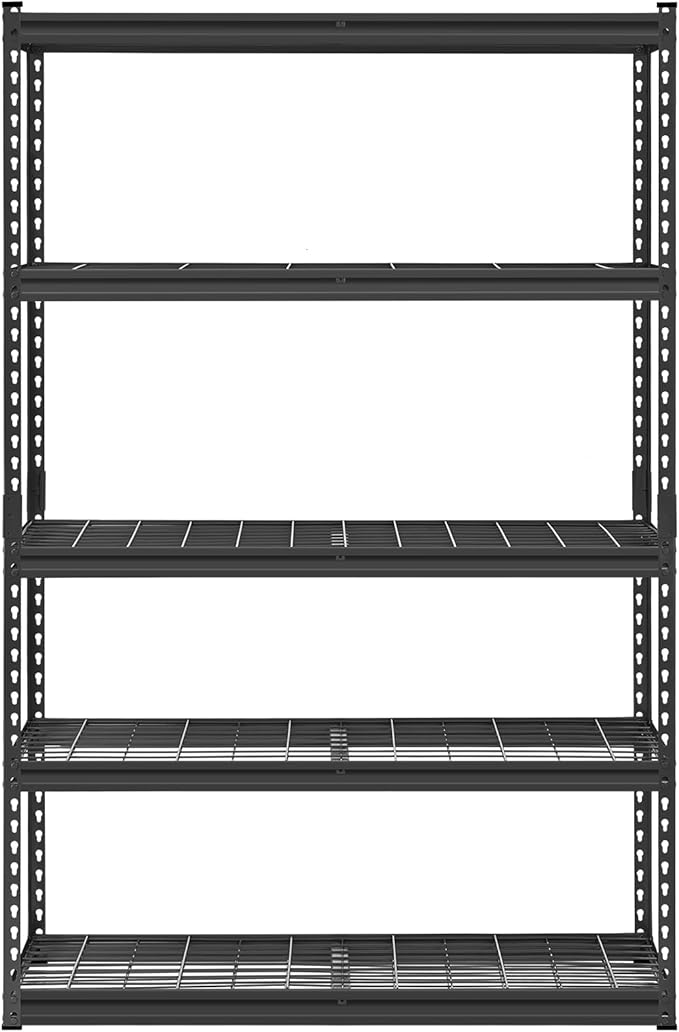 VEVOR Storage Shelves, 2500 lbs, 5 Tier Heavy Duty Garage Shelving, 18" D x 48" W x 72" H Adjustable Metal Shelves for Industrial Shelving Unit Utility Shelf, for Kitchen, Warehouse, Basement, Black