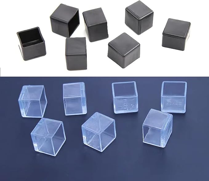 16 Pcs Transparent Square Anti-Slip Rubber Leg Tips Chair Leg Caps Furniture Floor Protectors Chair Table Bar Stool Leg Covers Furniture Leg Cube Feet 1.38 Inch x 1.38 Inch (35 x 35mm)