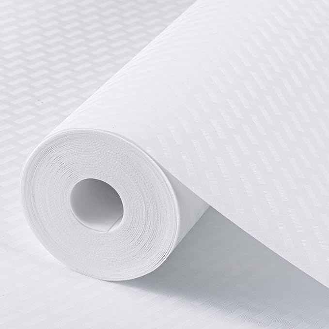 White Shelf Liner Kitchen Cabinet Liners Refrigerator Liners Waterproof & Oil-Proof Cupboard Liner Drawer Mats EVA Material Non Adhesive Fridge Liners 23.6 x 157.4 Inch