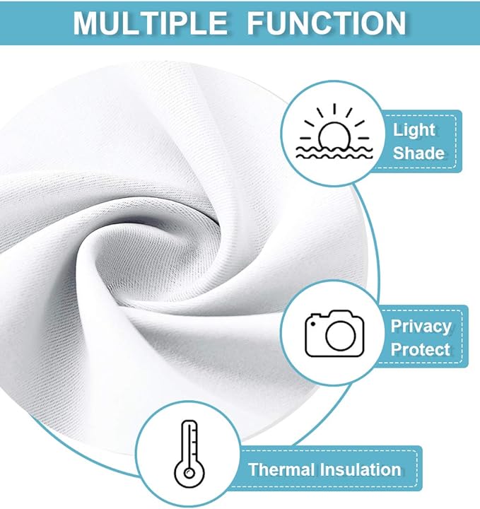 RYB HOME Room Darkening Curtains for Small Window Lower Portion Decor Energy Saving Drapes for Kitchen Bedroom Bathroom Downstairs Window RV Curtains, 42 x 36, Pure White, 2 Panels