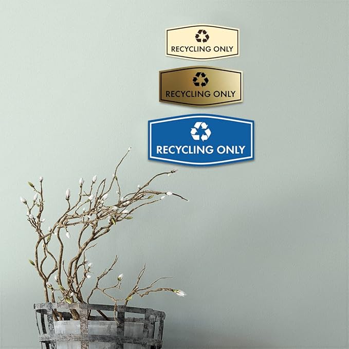 Fancy Recycling Only Sign (White) - Small