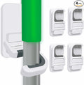 4pack Broom Holder Wall Mount Mop Holder Broom and Mop Gripper Self Adhesive No Drilling Anti-Slip Mop Handle Hanger Household Cleaning Organizer, Holds up to 6 lb