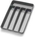 Silverware Organizer Utenisl Organizer Holder Kitchen Drawer Organizer Plastic Silverware Tray for Drawer Flatware Organizer 5 Compartment Black
