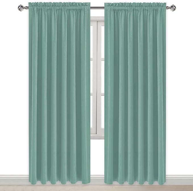 DWCN Blackout Curtains for Living Room Thermal Insulated, Energy Saving & Noise Reducing Bedroom Curtains, Sage Green, W 70x L 84 Inch, Set of 2 Rod Pocket Curtain Panels