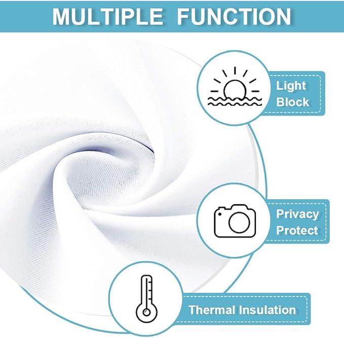 RYB HOME Room Darkening Curtains for Small Winow Lower Portion Decor Energy Saving Drapes for Kitchen Bedroom Bathroom Downstairs Window RV Curtains, W 29 x L 24, Pure White, 2 Panels