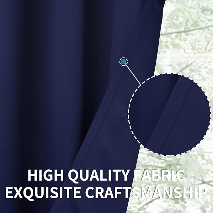 BGment Navy Blue Curtains 30 Inches Length for Kitchen Cafe Window - Small Half Window Drapes with Rod Pocket Blackout Blinds for Basement Rv Bathroom, 2 Panels, 34 x 30 Inch