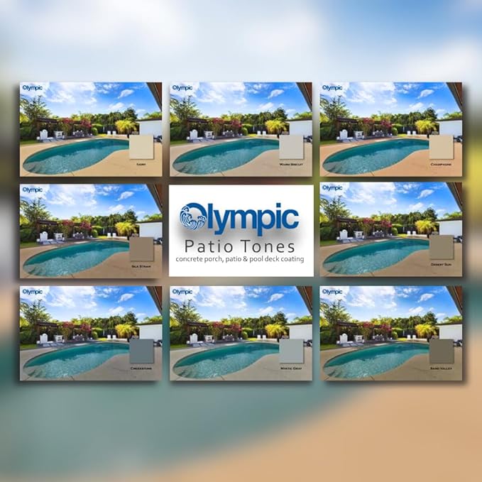 Olympic Patio Tones - Silk Straw - 1 Gallon - Non-slip acrylic deck and patio coating, concrete restorer.