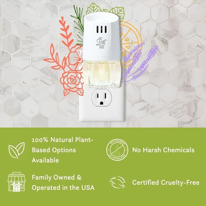 Scent Fill 100% Natural Patchouli Spa Plug in Air Freshener, Scented Oil Refills, 3 Refills