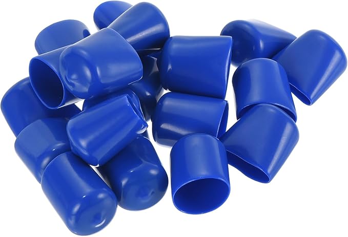 uxcell 20pcs Rubber End Caps 21mm ID Vinyl Round Tube Bolt Cap Cover Screw Thread Protectors Blue