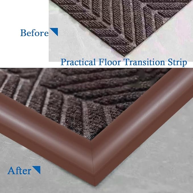Floor Transition Strip Self Adhesive Carpet & Flooring Transitions Edging Trim Strip PVC Threshold Transitions Suitable for Threshold Height Less Than 5mm (3.3Ft, Brown)
