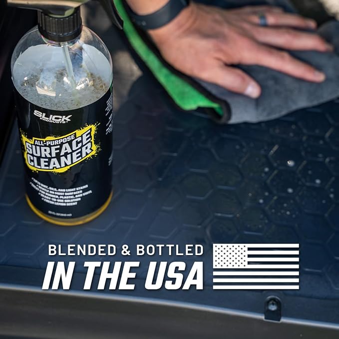 Slick Products All-Purpose Surface Cleaner – Interior & Exterior Vehicle Spray for Plastic, Vinyl, Rubber, Carpet & Upholstery – Ready-to-Use Formula with Fresh Lemon Scent – 16 oz.