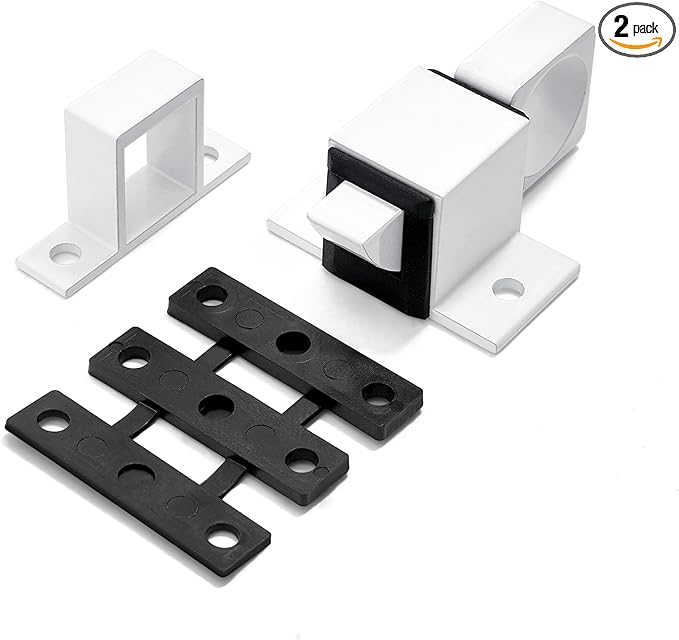 2 Packs Spring Door Lock, White Self-Closing Gate Latch with Aluminum Alloy, Security Latch for Windows, Cabinets & Gates