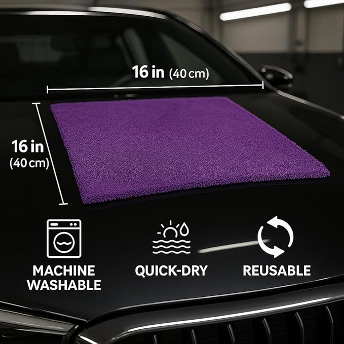 Paks Edgeless Microfiber Towels for Cars - 16x16 Microfiber Cleaning Cloth - 10-Pack Extra Absorbent Microfiber Towels Dish Towels, Streak-Free