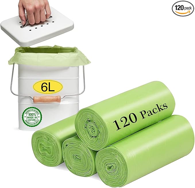Small Trash Bags 1.2 Gallon (5L) - 120 Counts Garbage Bags, Unscented Compost Bags for Bathroom, Office & Dorm