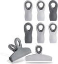 COOK WITH COLOR Bag Clips - Heavy Duty Chip Clip and Refrigerator Magnet Clips for Food Storage with Air Tight Seal Grip, Grey Ombre, Pack of 8