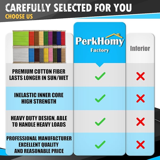 PerkHomy 500lb Cotton Rope 3/16" (5mm) 50 ft Multi Purpose Utility Diamond Braided Cord, Natural Cotton for Clothes Line Camping Crafting Flag Pole, Dark Brown