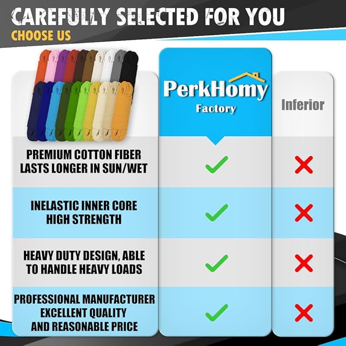 PerkHomy Cotton Rope 3/16" (5mm) 100 ft Multi Purpose Utility Diamond Braided Cord, Natural Cotton for Clothes Line Camping Crafting Flag Pole, Light Yellow